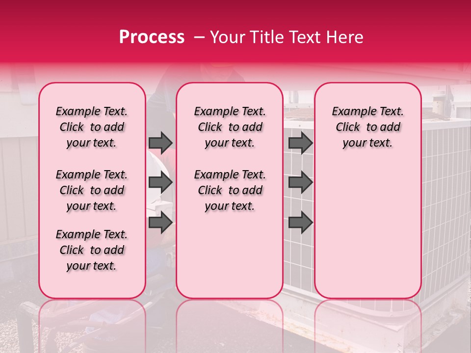 Two Workers On The Roof Of A Building Working On The Air Conditioning Unit. PowerPoint Template