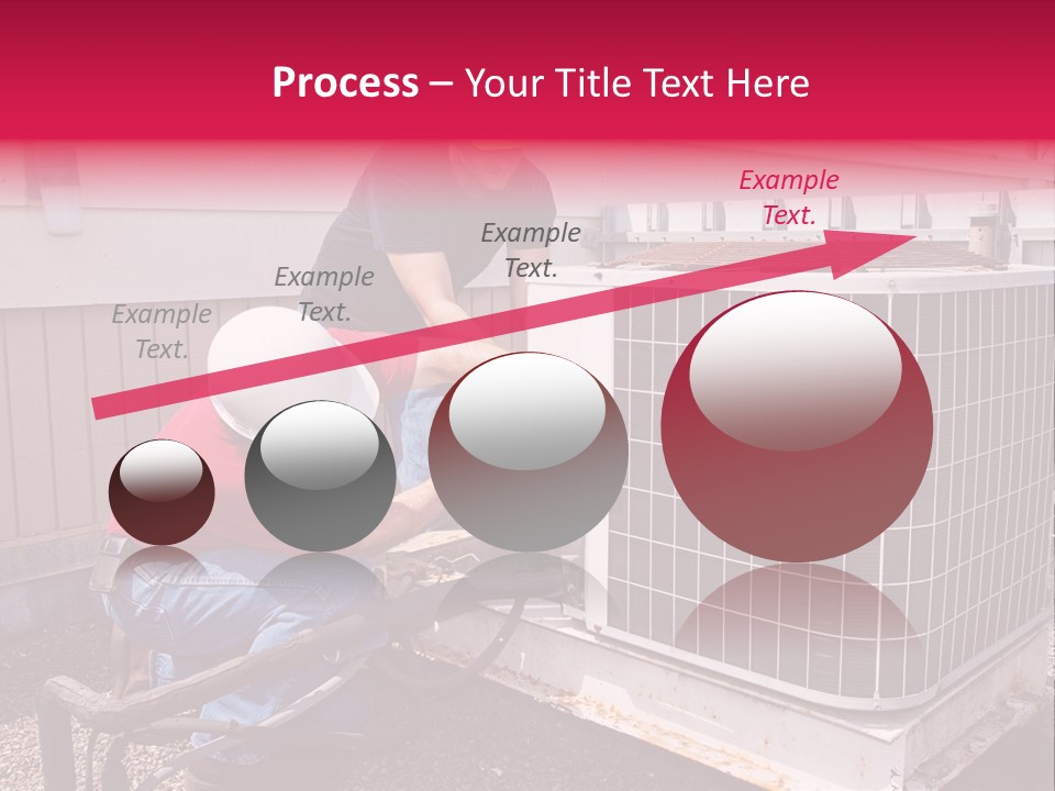 Two Workers On The Roof Of A Building Working On The Air Conditioning Unit. PowerPoint Template
