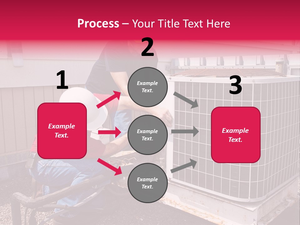 Two Workers On The Roof Of A Building Working On The Air Conditioning Unit. PowerPoint Template