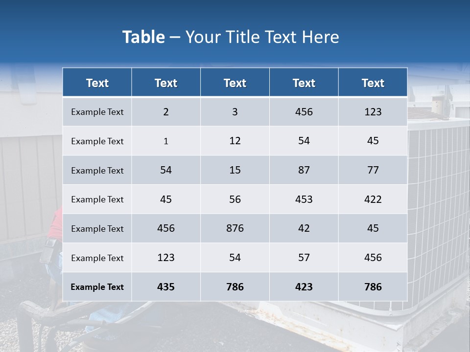 Two Workers On The Roof Of A Building Working On The Air Conditioning Unit. PowerPoint Template