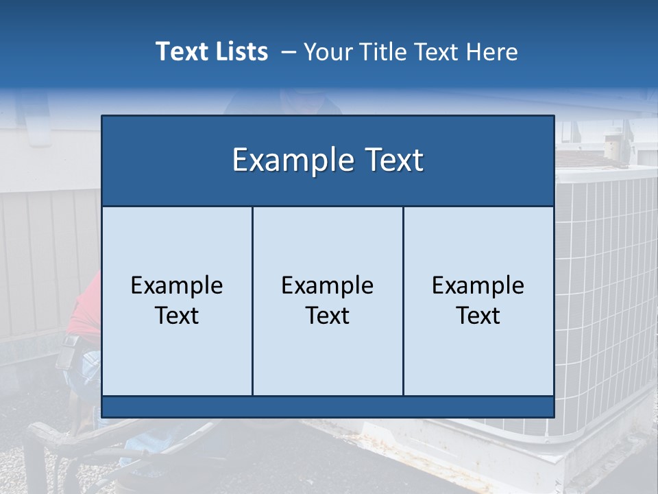 Two Workers On The Roof Of A Building Working On The Air Conditioning Unit. PowerPoint Template