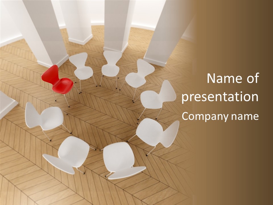 A Circle Of Chairs With A Red Heart In The Middle PowerPoint Template