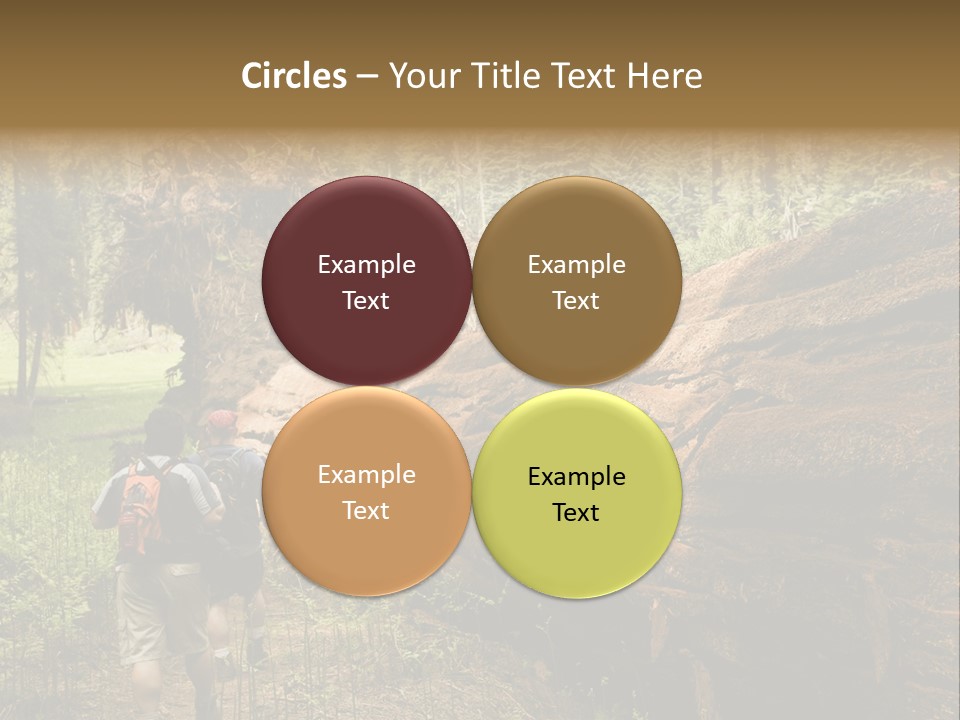 Men Hiking Along Fallen Redwood Tree In Sequoia National Park PowerPoint Template