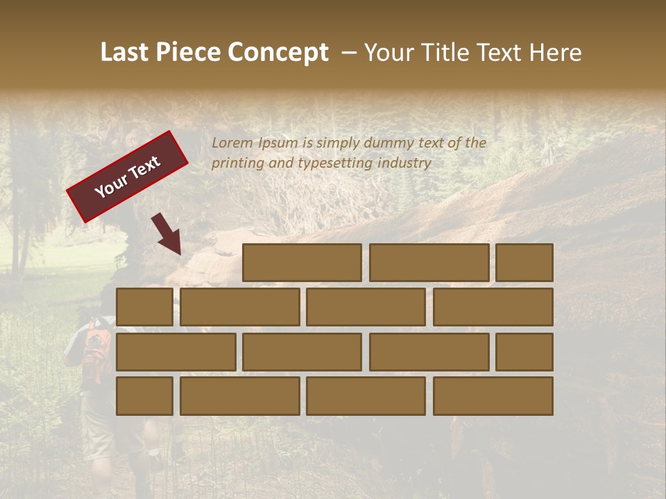 Men Hiking Along Fallen Redwood Tree In Sequoia National Park PowerPoint Template