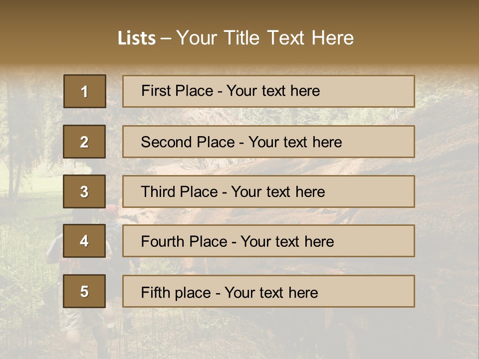 Men Hiking Along Fallen Redwood Tree In Sequoia National Park PowerPoint Template