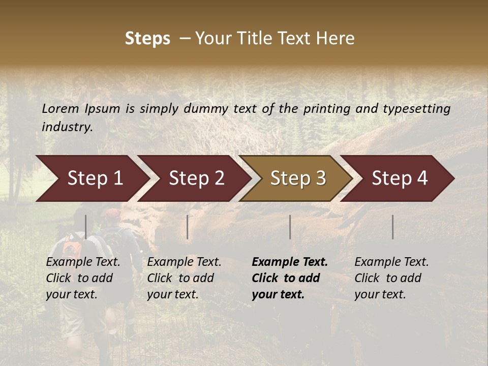 Men Hiking Along Fallen Redwood Tree In Sequoia National Park PowerPoint Template
