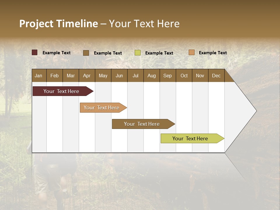 Men Hiking Along Fallen Redwood Tree In Sequoia National Park PowerPoint Template