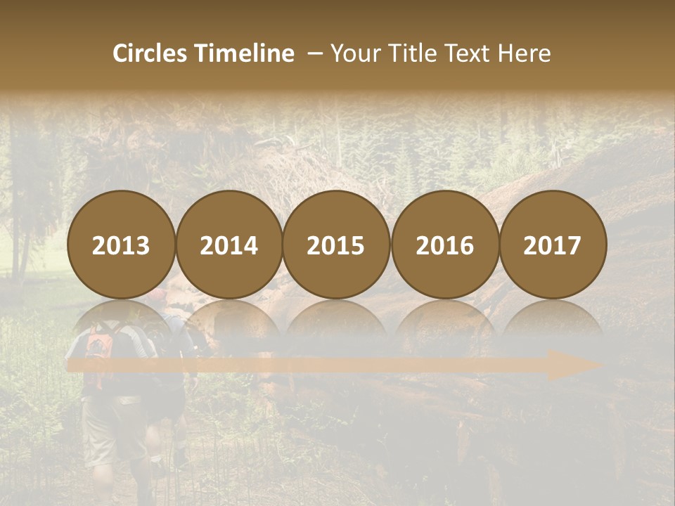 Men Hiking Along Fallen Redwood Tree In Sequoia National Park PowerPoint Template