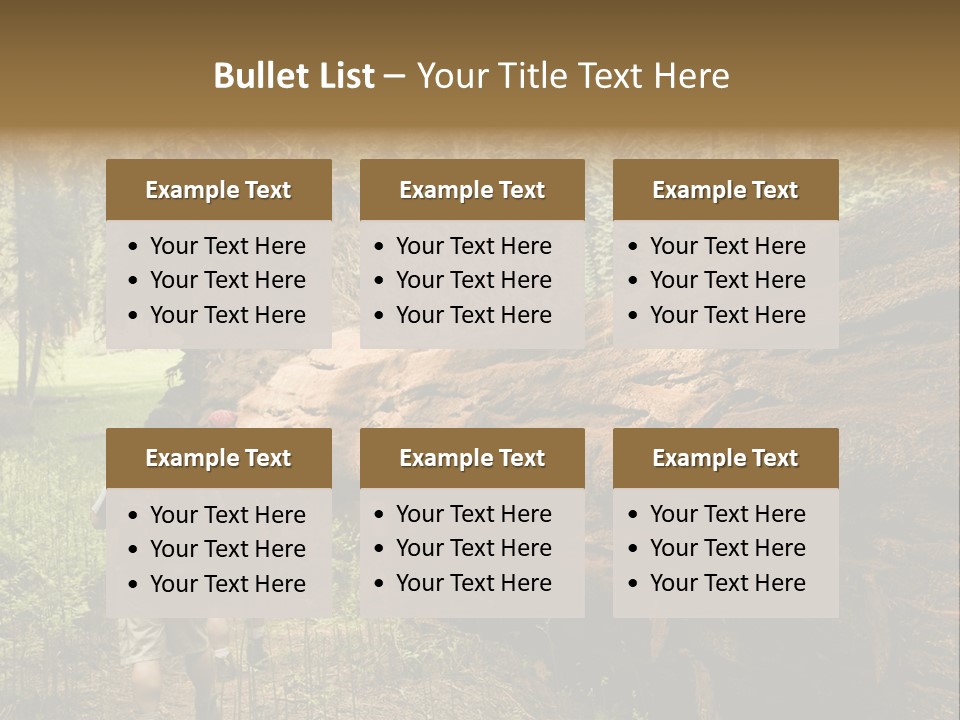Men Hiking Along Fallen Redwood Tree In Sequoia National Park PowerPoint Template