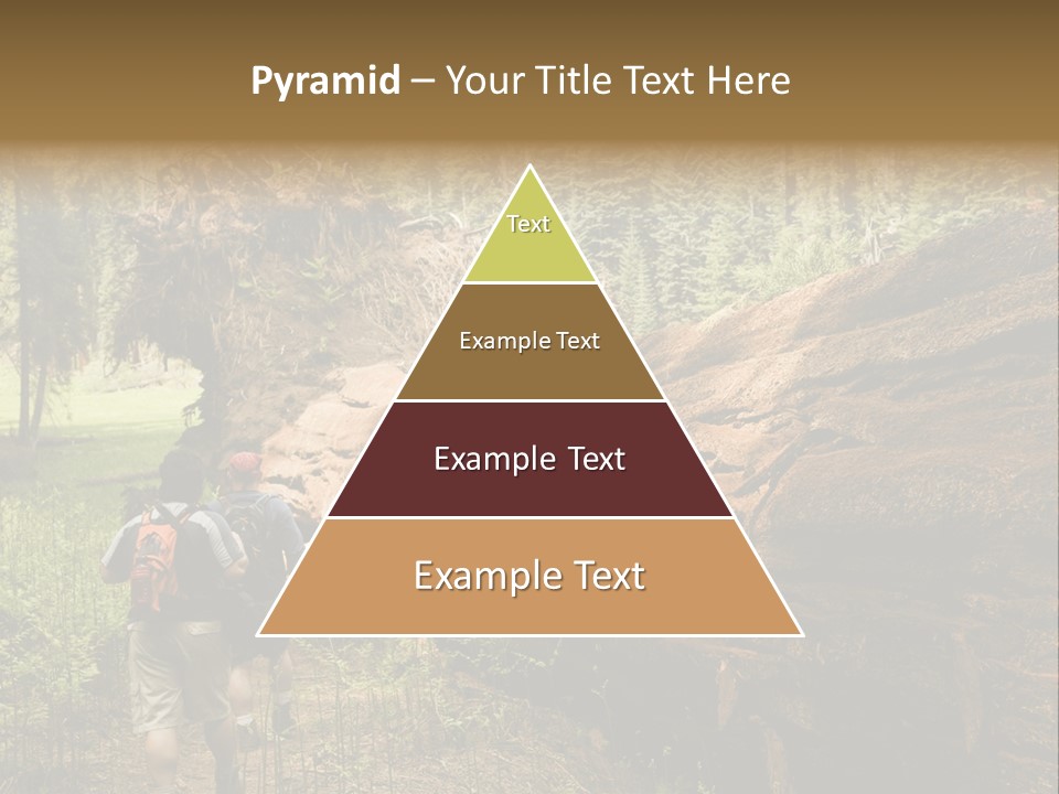 Men Hiking Along Fallen Redwood Tree In Sequoia National Park PowerPoint Template
