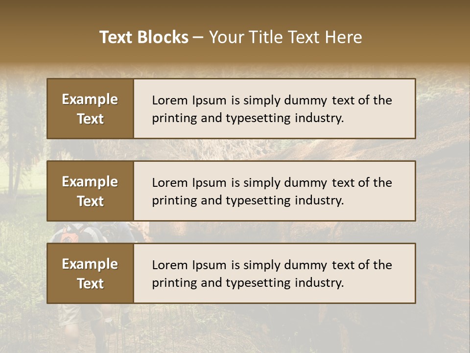 Men Hiking Along Fallen Redwood Tree In Sequoia National Park PowerPoint Template