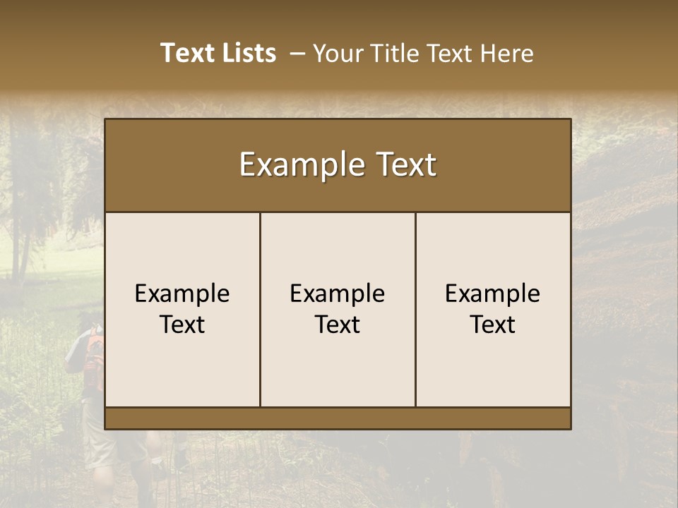 Men Hiking Along Fallen Redwood Tree In Sequoia National Park PowerPoint Template