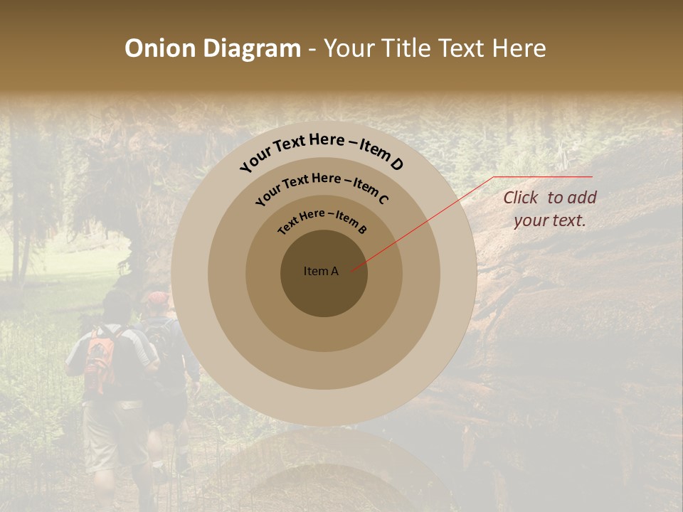Men Hiking Along Fallen Redwood Tree In Sequoia National Park PowerPoint Template