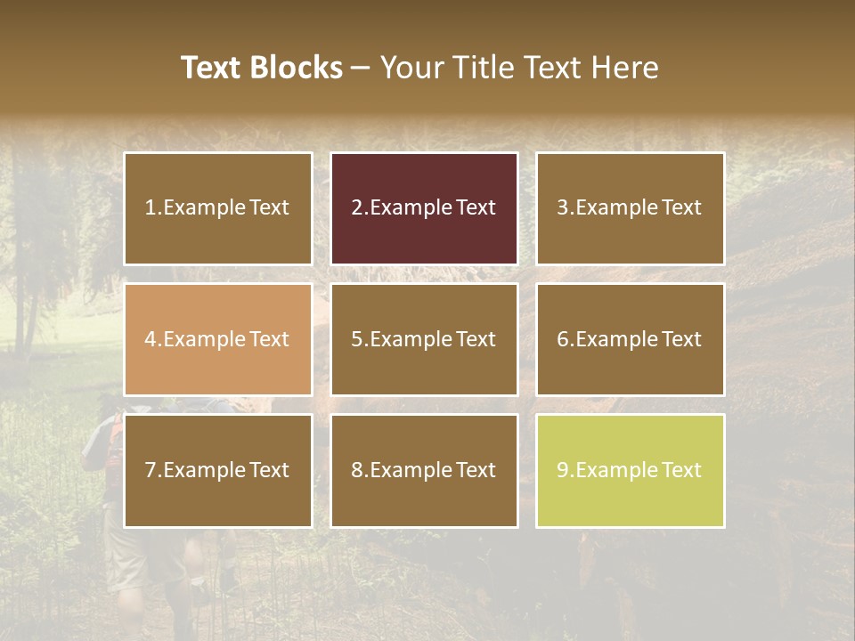 Men Hiking Along Fallen Redwood Tree In Sequoia National Park PowerPoint Template