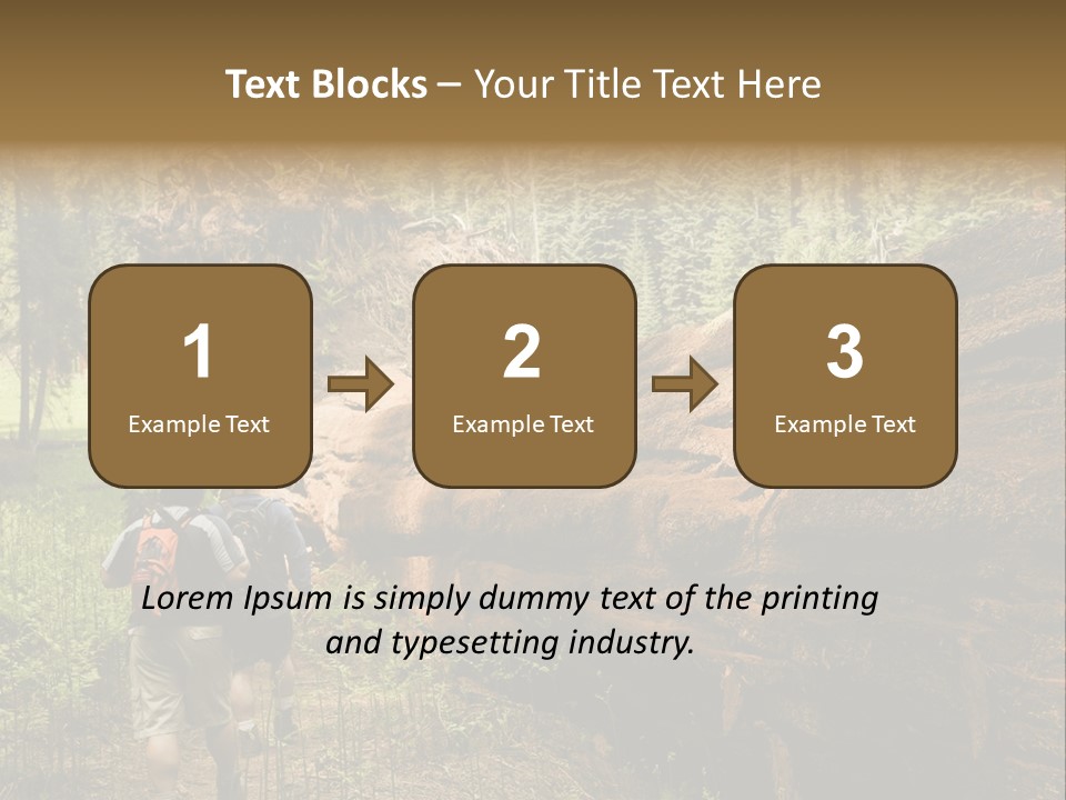 Men Hiking Along Fallen Redwood Tree In Sequoia National Park PowerPoint Template