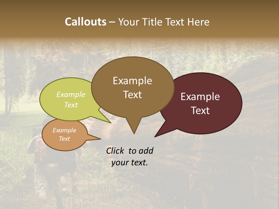 Men Hiking Along Fallen Redwood Tree In Sequoia National Park PowerPoint Template