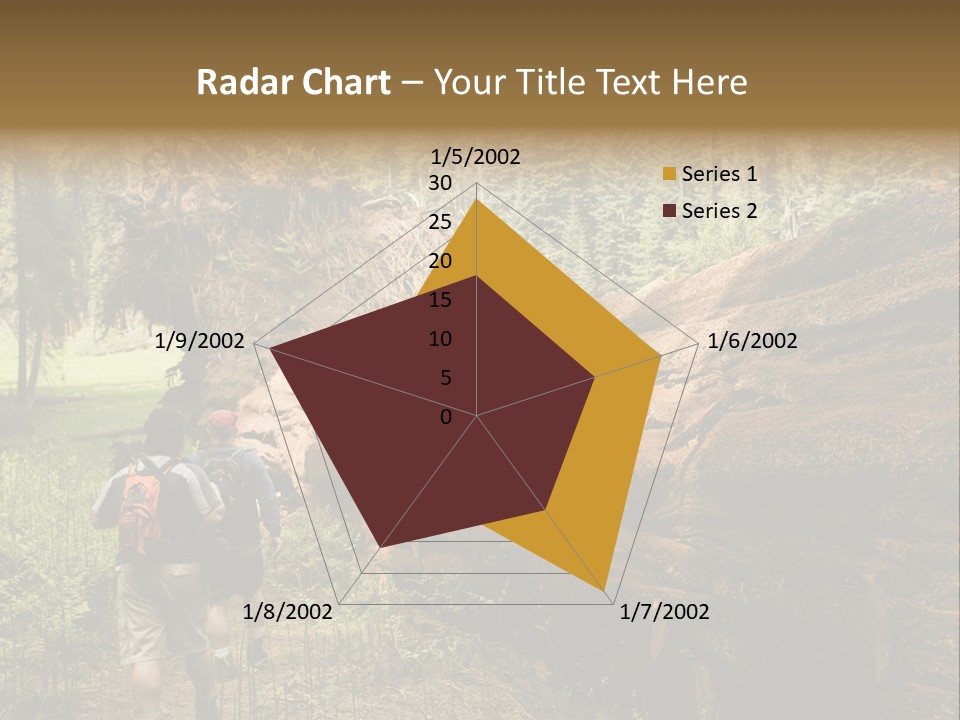 Men Hiking Along Fallen Redwood Tree In Sequoia National Park PowerPoint Template