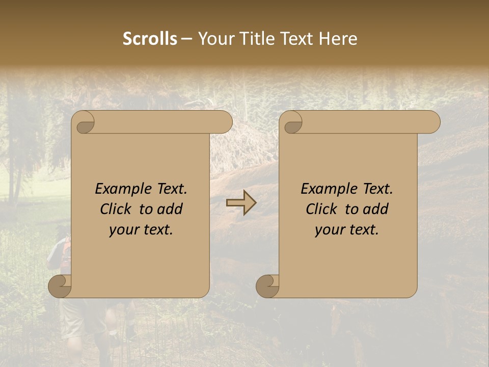 Men Hiking Along Fallen Redwood Tree In Sequoia National Park PowerPoint Template