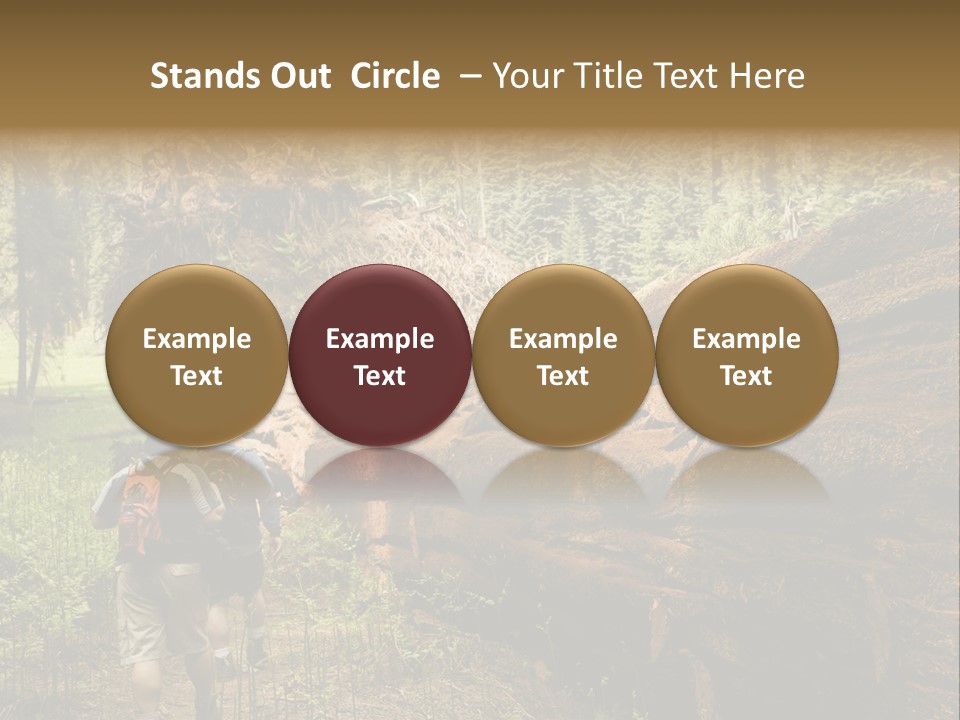 Men Hiking Along Fallen Redwood Tree In Sequoia National Park PowerPoint Template