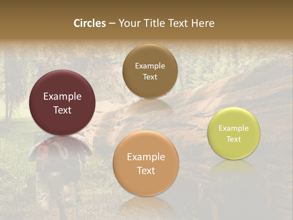 Men Hiking Along Fallen Redwood Tree In Sequoia National Park PowerPoint Template