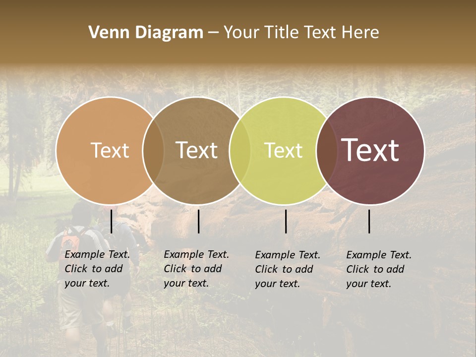 Men Hiking Along Fallen Redwood Tree In Sequoia National Park PowerPoint Template