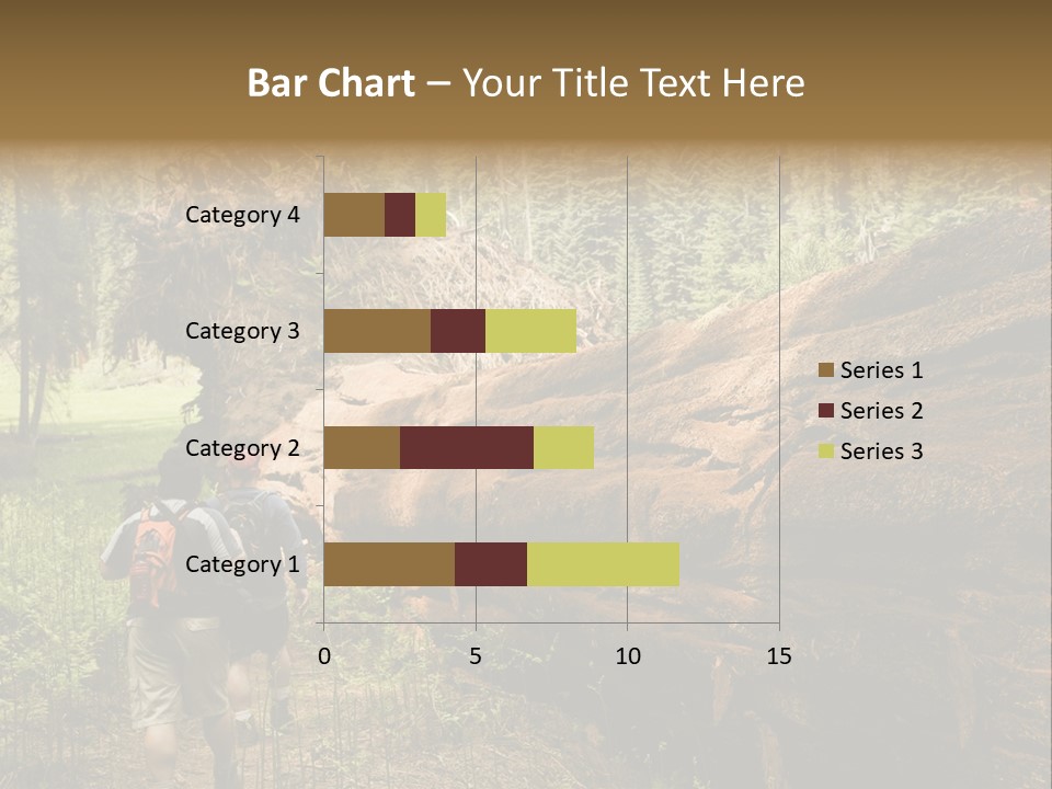 Men Hiking Along Fallen Redwood Tree In Sequoia National Park PowerPoint Template