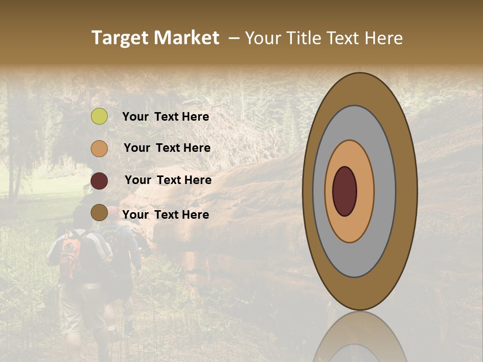 Men Hiking Along Fallen Redwood Tree In Sequoia National Park PowerPoint Template