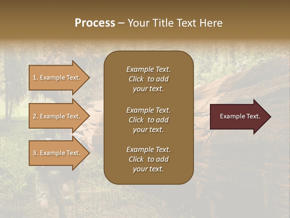 Men Hiking Along Fallen Redwood Tree In Sequoia National Park PowerPoint Template