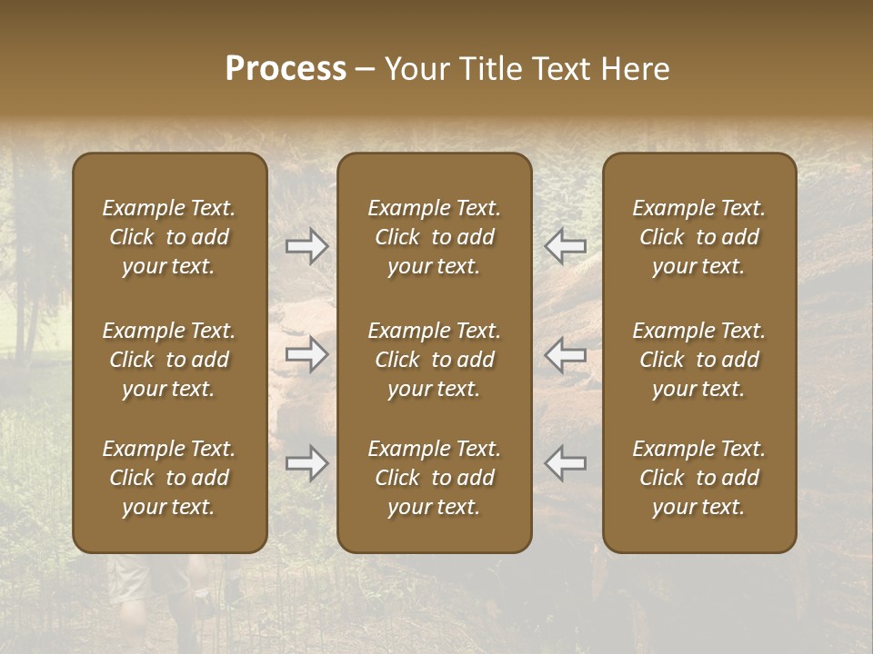 Men Hiking Along Fallen Redwood Tree In Sequoia National Park PowerPoint Template