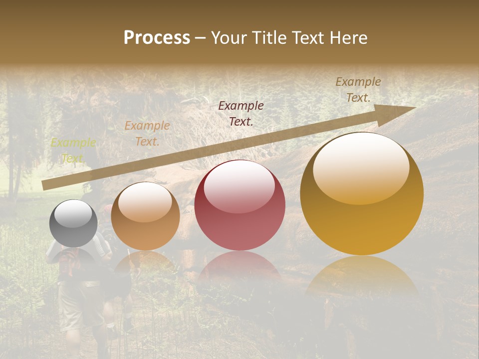 Men Hiking Along Fallen Redwood Tree In Sequoia National Park PowerPoint Template