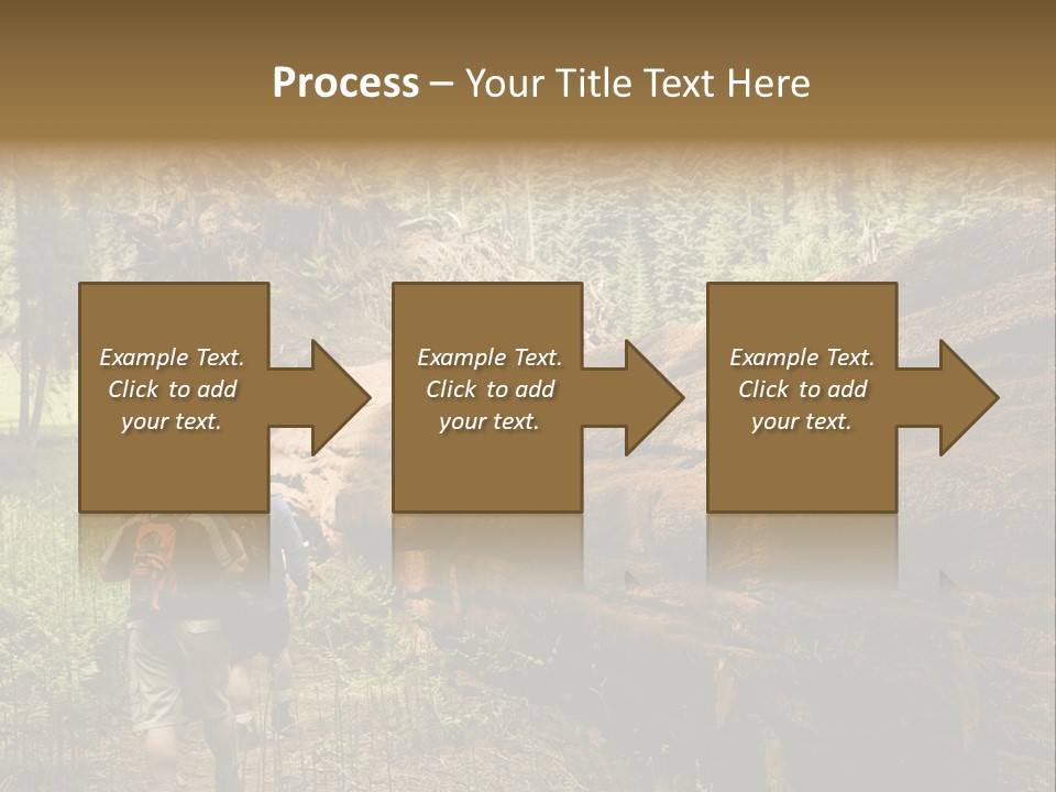 Men Hiking Along Fallen Redwood Tree In Sequoia National Park PowerPoint Template