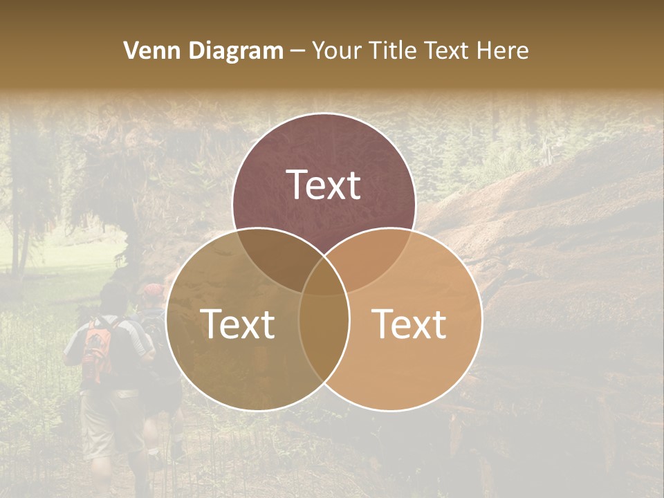 Men Hiking Along Fallen Redwood Tree In Sequoia National Park PowerPoint Template