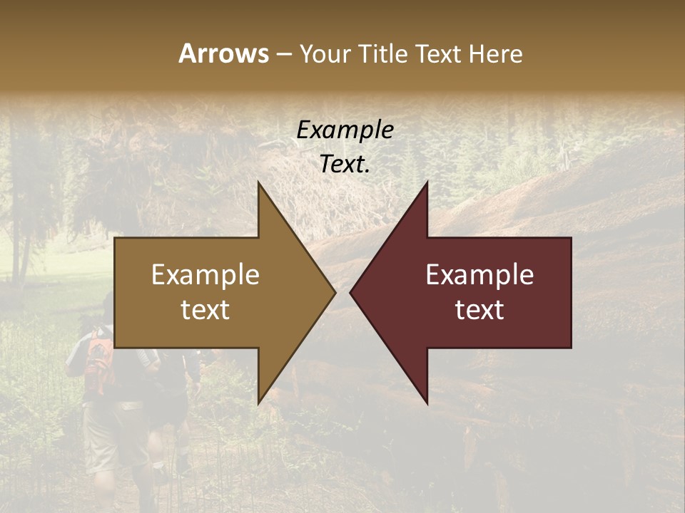 Men Hiking Along Fallen Redwood Tree In Sequoia National Park PowerPoint Template