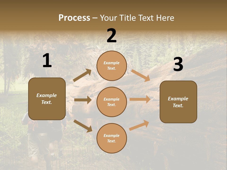 Men Hiking Along Fallen Redwood Tree In Sequoia National Park PowerPoint Template
