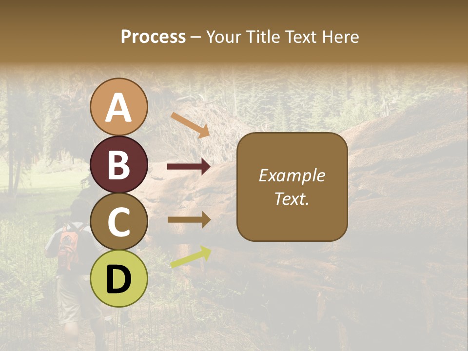 Men Hiking Along Fallen Redwood Tree In Sequoia National Park PowerPoint Template