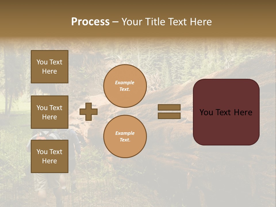Men Hiking Along Fallen Redwood Tree In Sequoia National Park PowerPoint Template