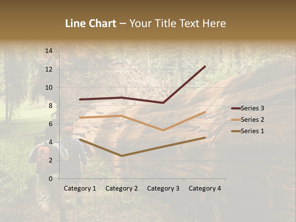 Men Hiking Along Fallen Redwood Tree In Sequoia National Park PowerPoint Template