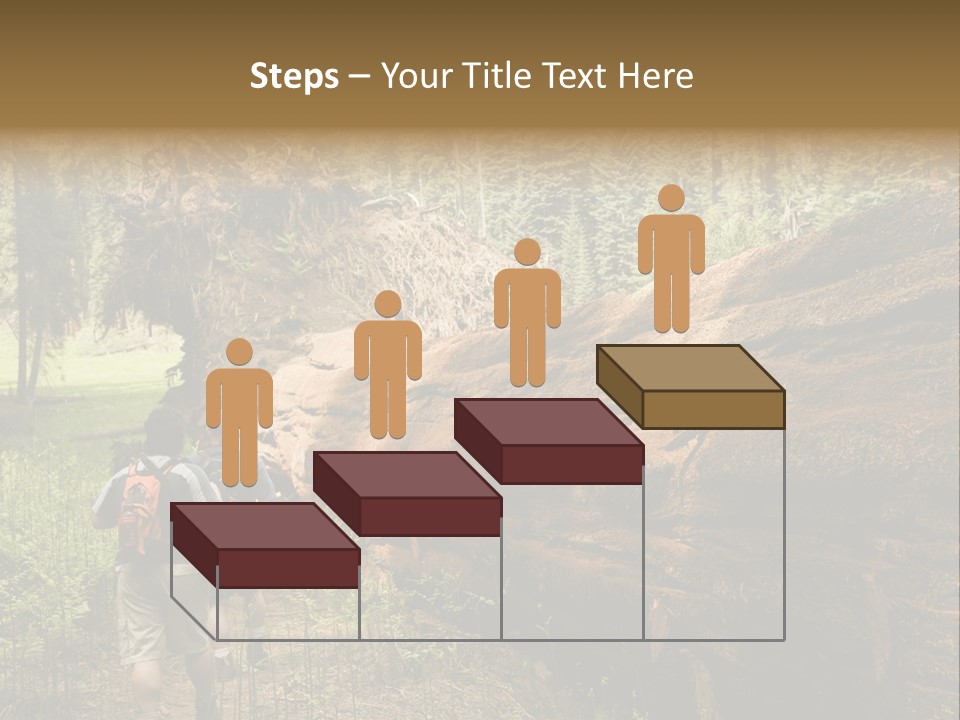 Men Hiking Along Fallen Redwood Tree In Sequoia National Park PowerPoint Template