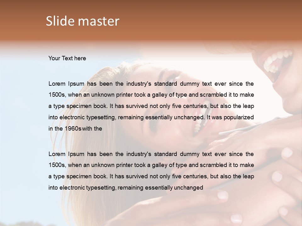 A Man And A Woman Are Smiling For The Camera PowerPoint Template