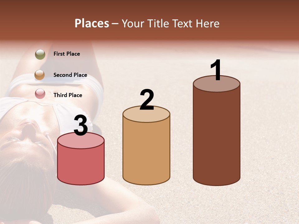 A Woman In A White Bikini Laying On The Beach PowerPoint Template