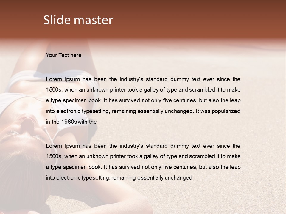 A Woman In A White Bikini Laying On The Beach PowerPoint Template