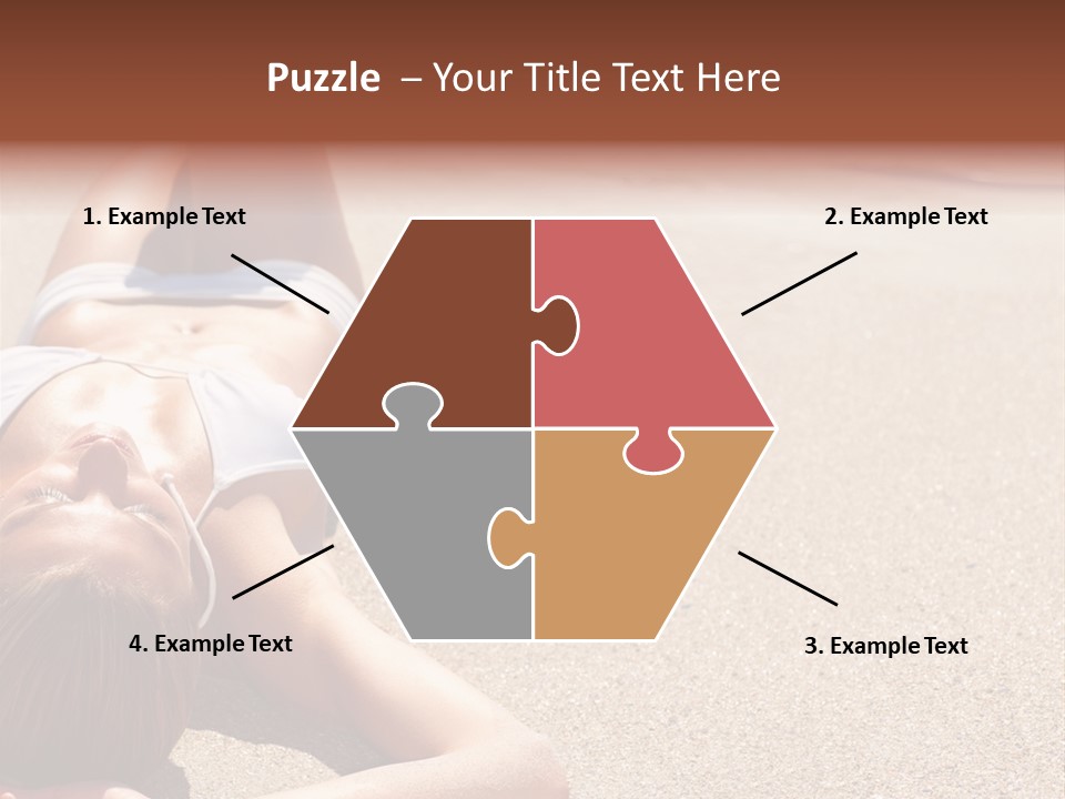 A Woman In A White Bikini Laying On The Beach PowerPoint Template