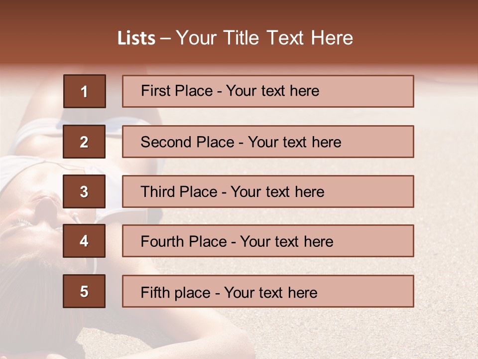 A Woman In A White Bikini Laying On The Beach PowerPoint Template