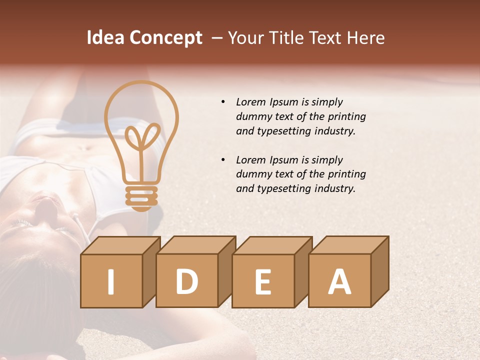 A Woman In A White Bikini Laying On The Beach PowerPoint Template