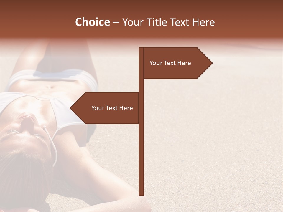 A Woman In A White Bikini Laying On The Beach PowerPoint Template