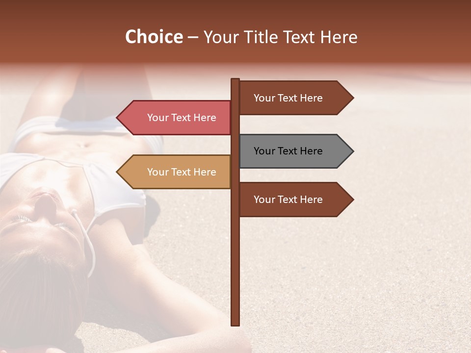 A Woman In A White Bikini Laying On The Beach PowerPoint Template
