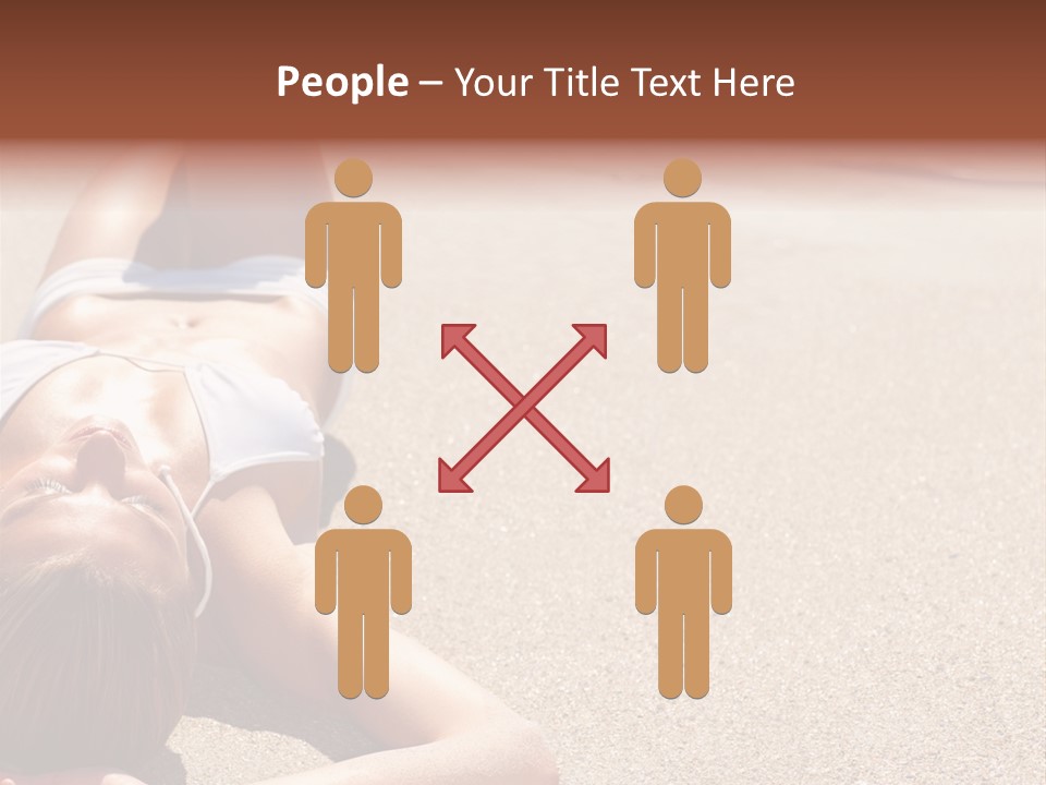 A Woman In A White Bikini Laying On The Beach PowerPoint Template