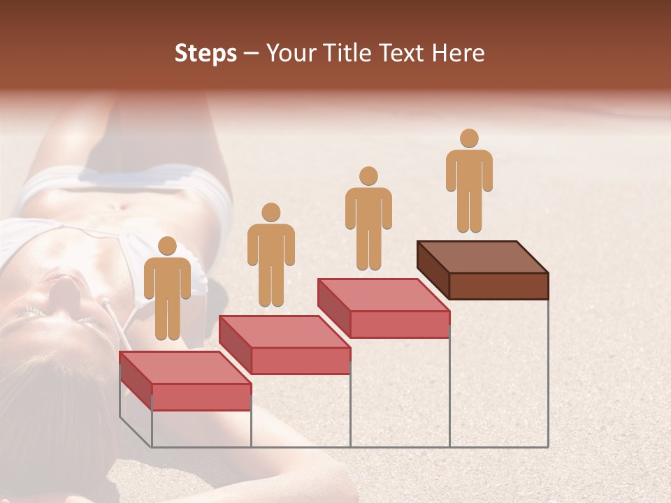 A Woman In A White Bikini Laying On The Beach PowerPoint Template