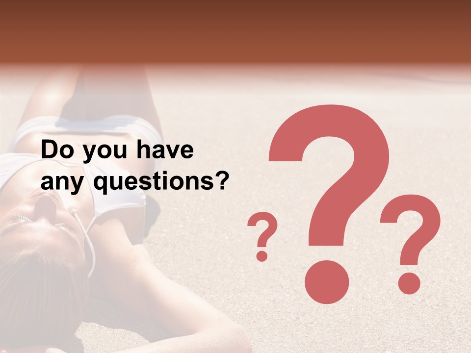 A Woman In A White Bikini Laying On The Beach PowerPoint Template