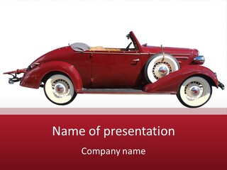 1936 Vintage Convertible Isolated With Clipping Path PowerPoint Template